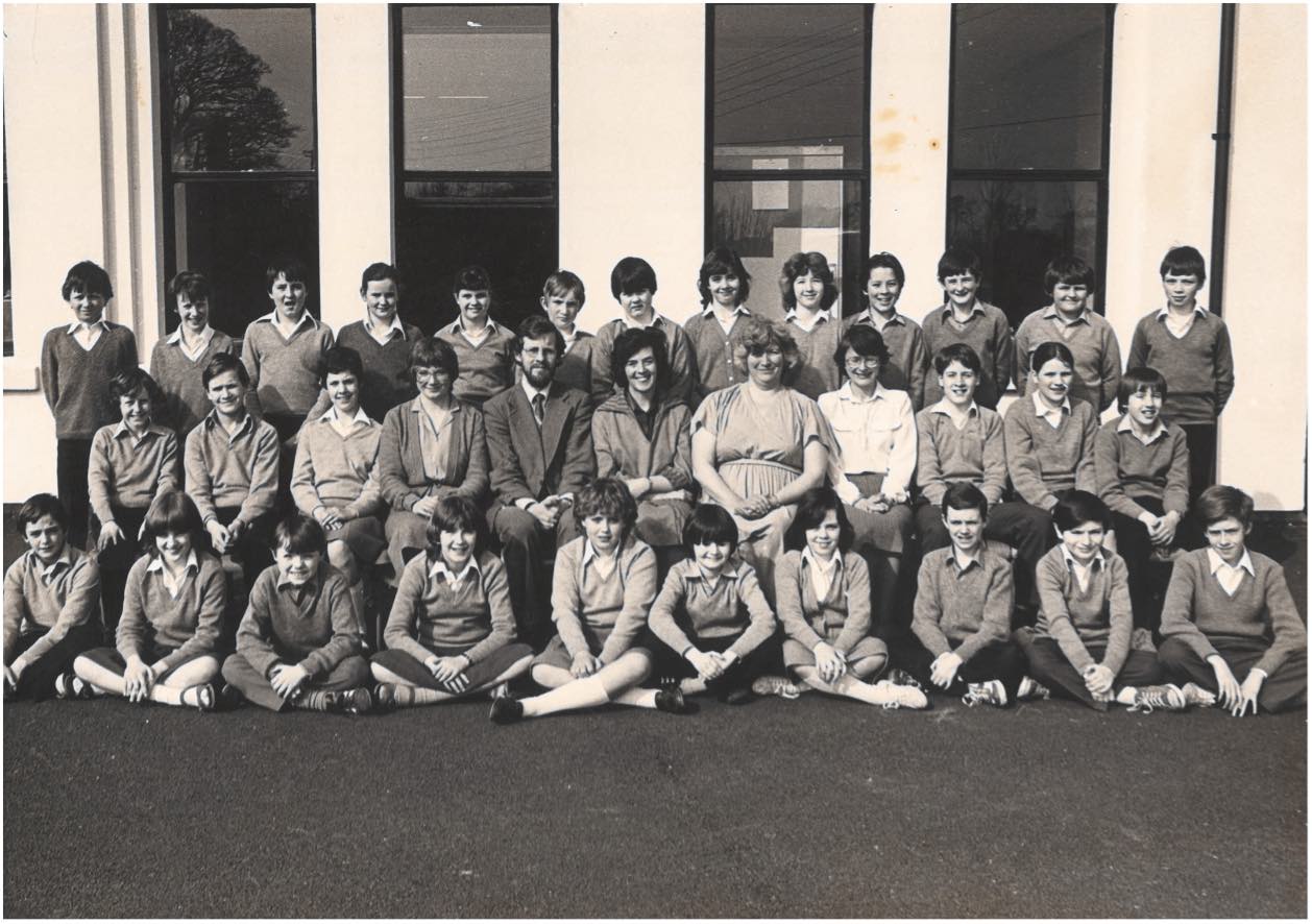 First pupils and staff at Lagan College, 1981